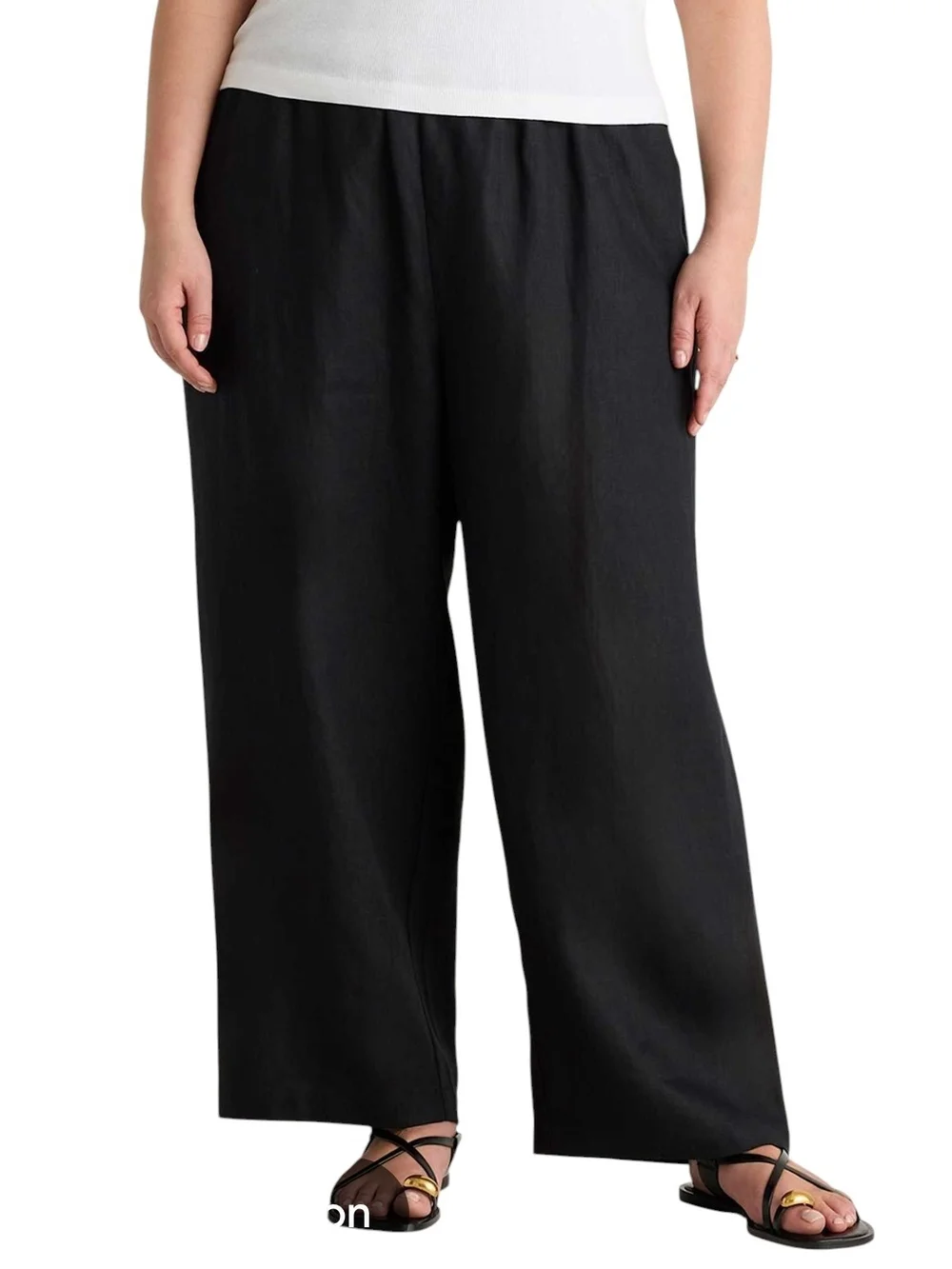 Quince 100% European Linen Black Wide-Leg Women's Pants Size XL